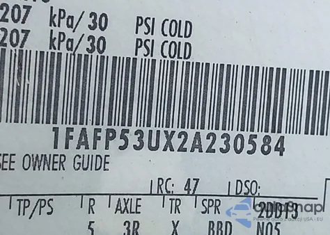 2002 Ford Taurus Se z USA, uszkodzony, nr VIN 1FAFP53UX2A230584